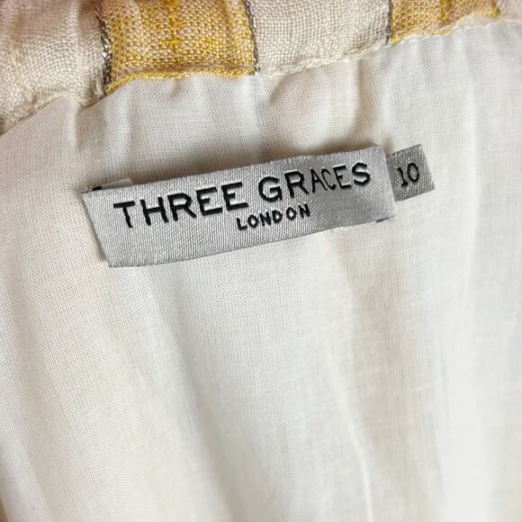 Three Graces London Ida Linen Maxi Dress Yellow 6 NEW - Picture 7 of 9